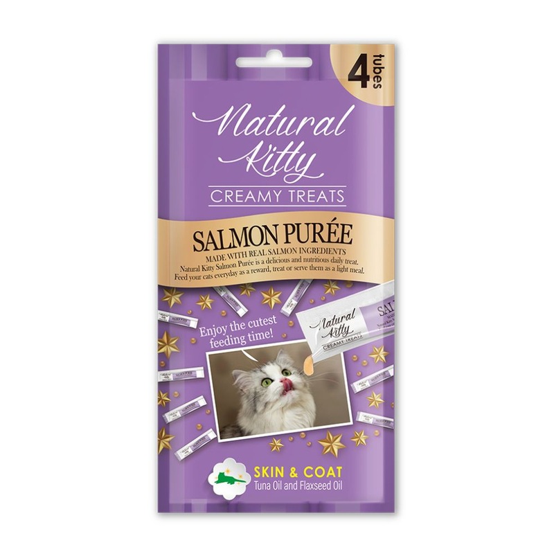 Natural Kitty Creamy Treats Skin & Coat – Salmon Puree 4x12g