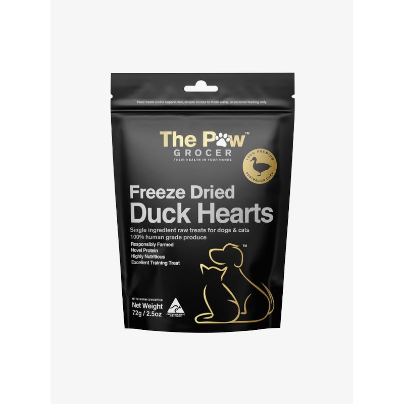 The Paw Grocer  Black Label Duck Hearts Cat & Dog Treats 72g