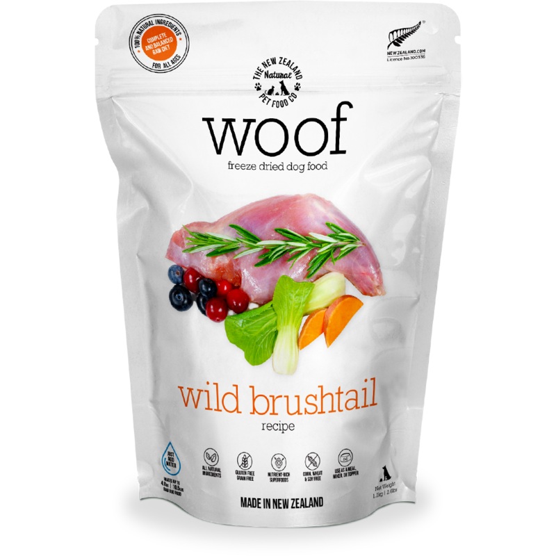 Woof Freeze-Dried Raw Wild Brushtail Dog Food 1kg