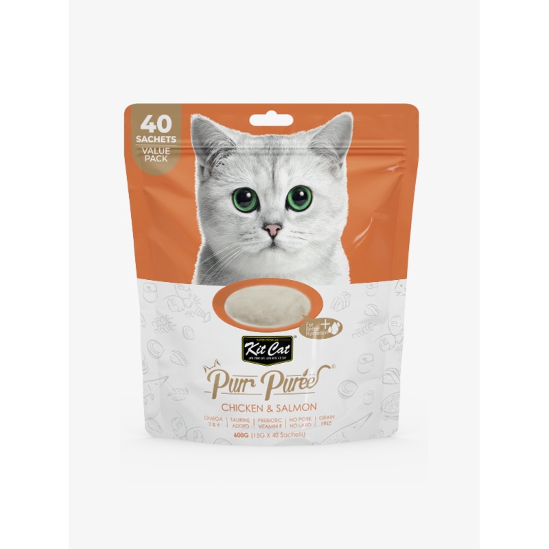 Kit Cat Purr Puree Value Pack Chicken & Salmon (15g X 40 sachets) 600g