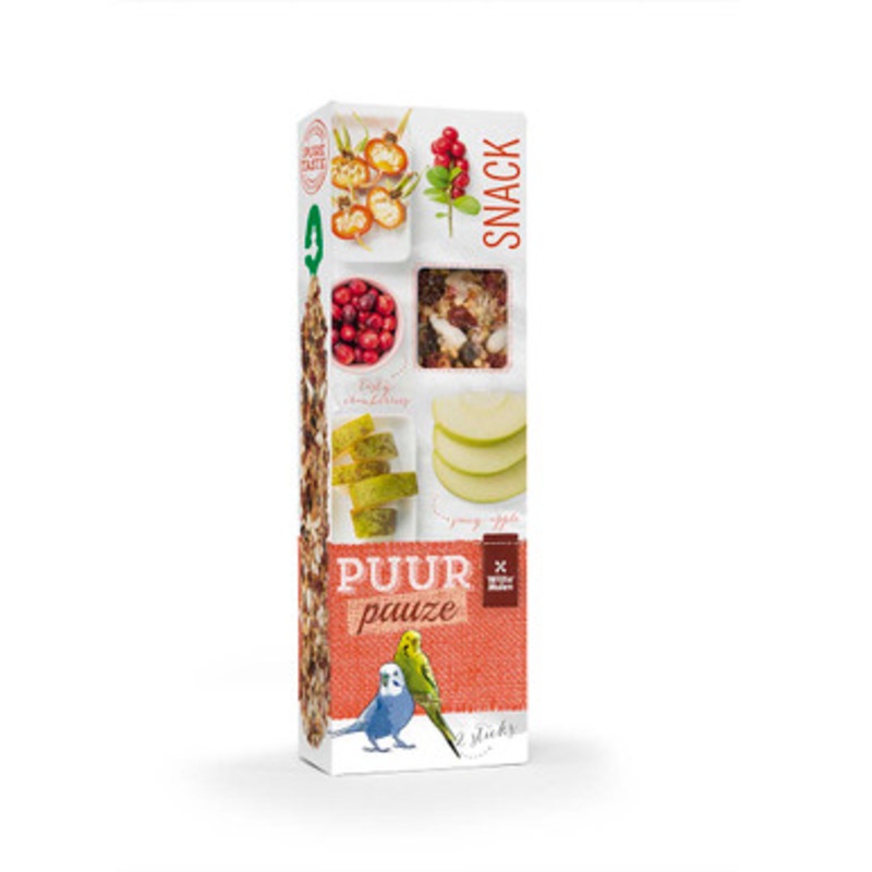 PUUR Twin Pack Apple and Rosehip Budgie Treat Sticks 60g