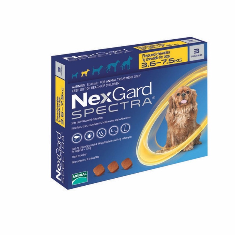 Nexgard Spectra Chewables for Dogs Small 3.6 – 7.5kg