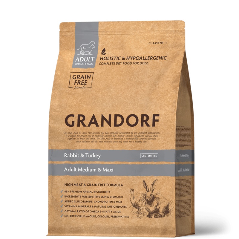 Grandorf Rabbit & Turkey  –  Adult Medium & Maxi Breeds 1kg –