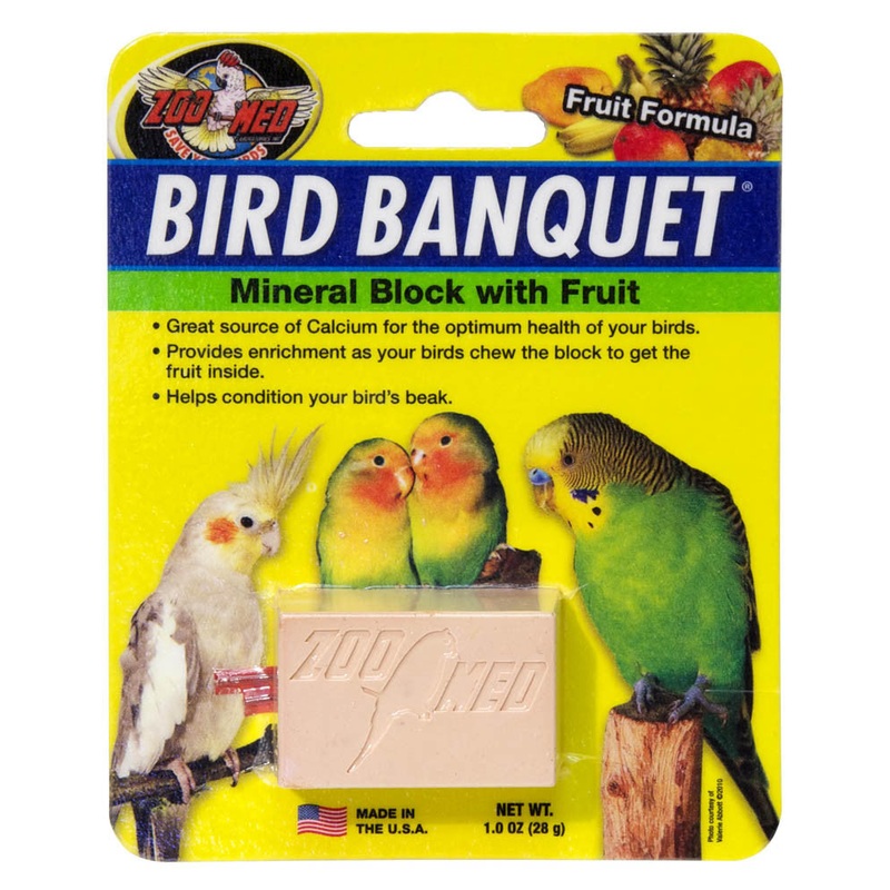 Zoo Med Bird Banquet Fruit Formula Mineral Block Pink 1oz SM (D)