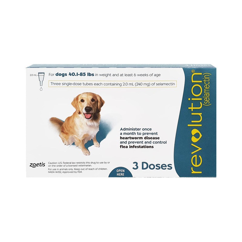 *DONATION TO MUTTS RESCUE* Revolution Spot-On for Dogs 40.1-85lb Teal 3pcs