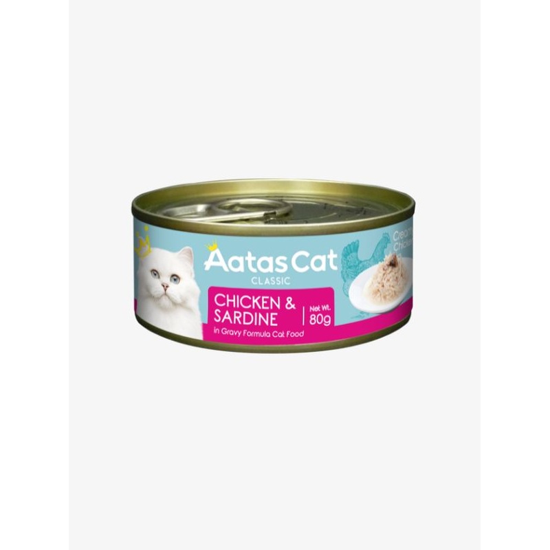 Aatas Cat Creamy Chicken & Sardine in Gravy Grain-Free Wet Canned Food for Cats 80g