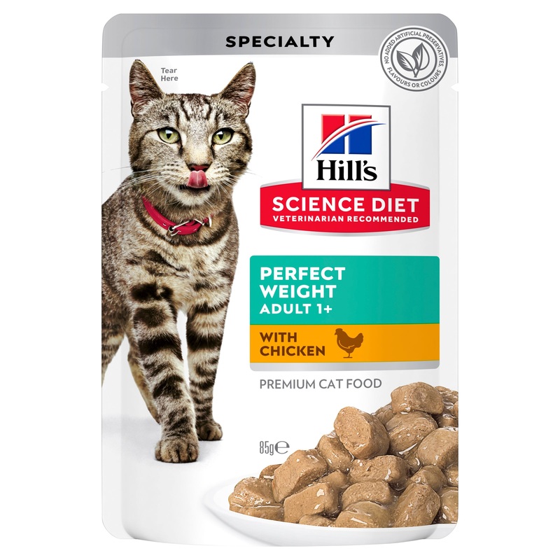 Hill’s Science Diet Adult Perfect Weight Chicken Cat Food pouches (85 grams x 12 Pouches)