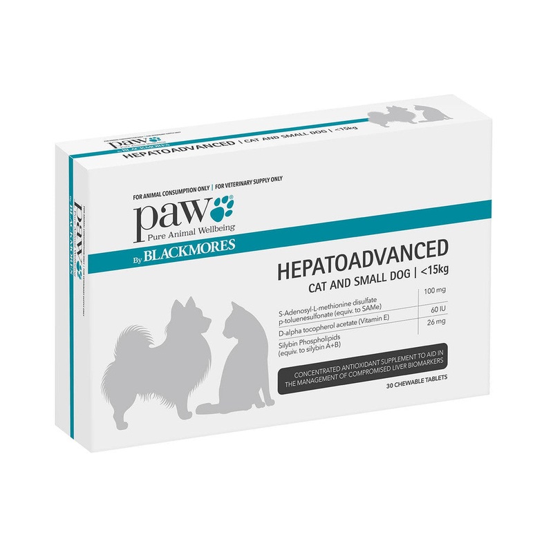 Paw by Blackmores Hepatoadvanced Liver Support for Cat and Small Dogs 100mg (60 Tablets)