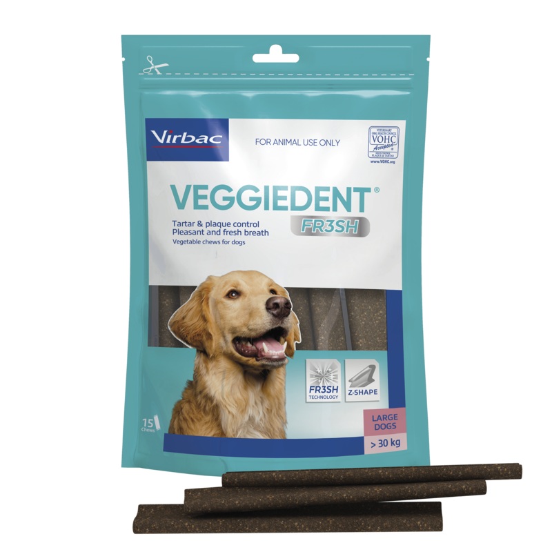 Veggiedent Fresh Dental Treats for Large Dogs 30kg+ (15 Chews)