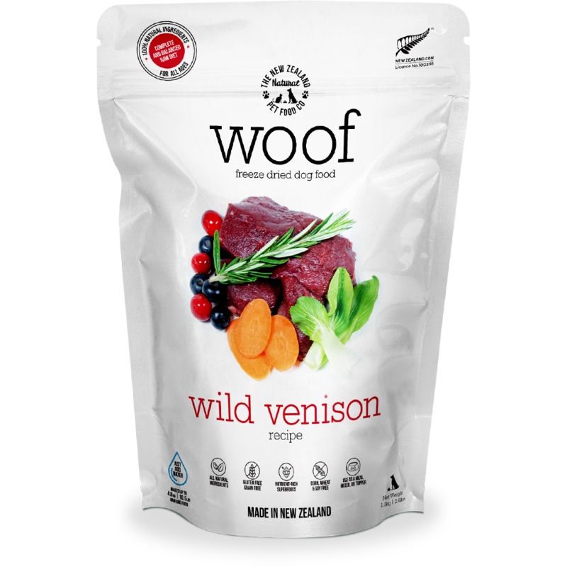 Woof Freeze-Dried Raw Wild Venison Dog Food 1kg