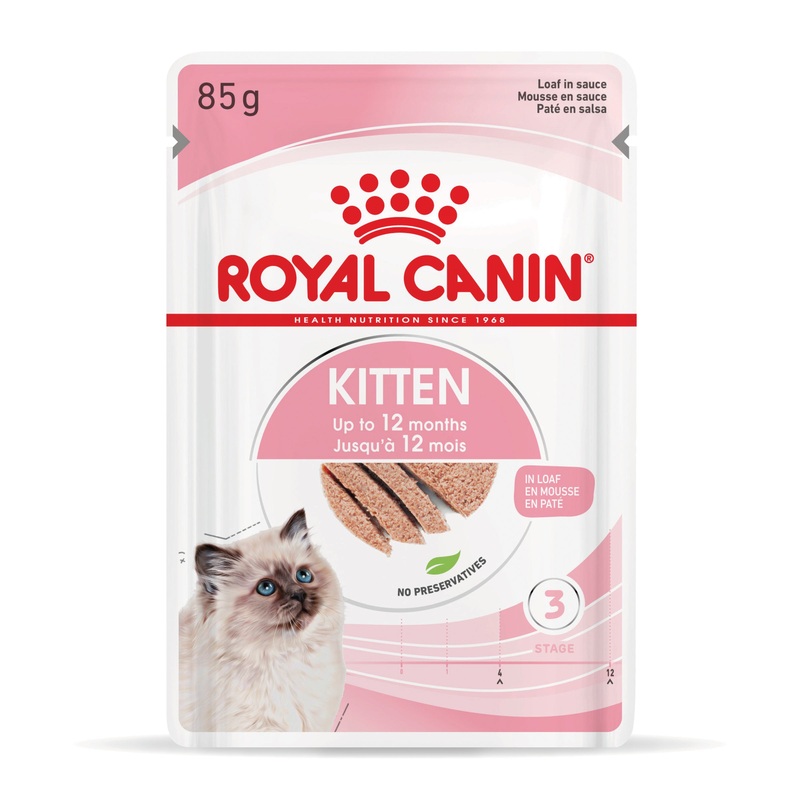 Royal Canin Kitten Loaf Wet Cat Food Pouches (85 grams x 12 Pouches)