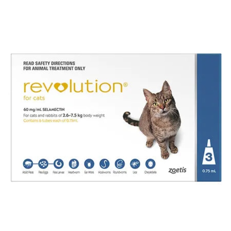 Revolution – Flea and Worming Treatment for Cats – (2.6-7.5kg)