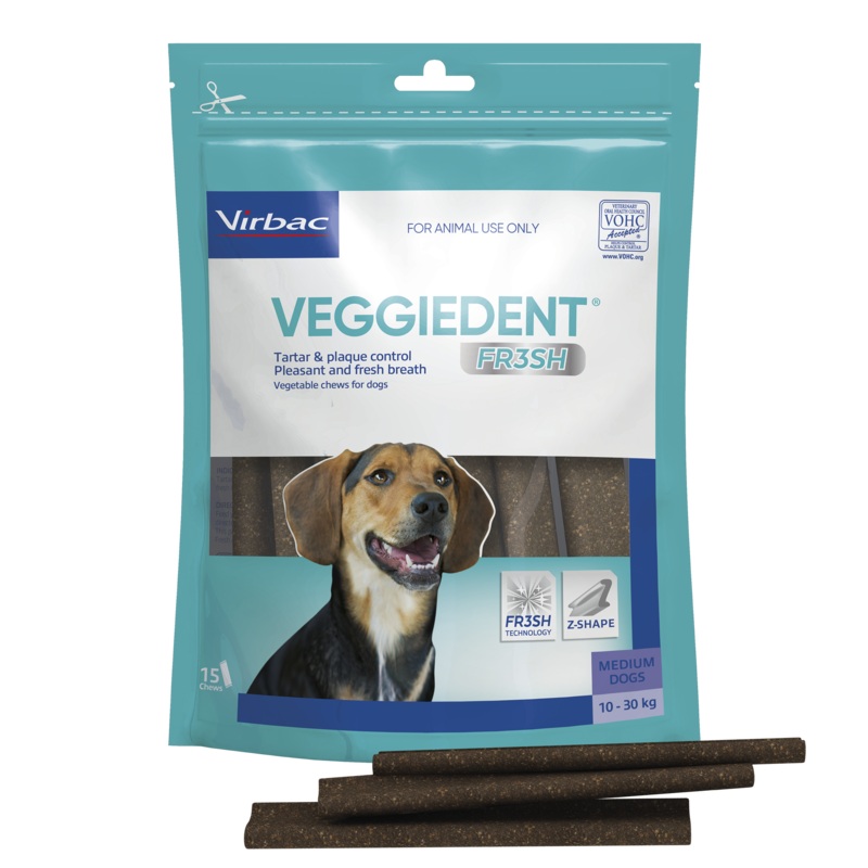 Veggiedent Fresh Dental Treats for Medium Dogs 10-30kg (15 Chews)