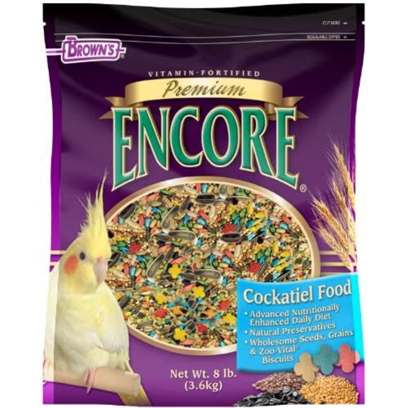 F.M. Brown’s Encore Premium Cockatiel Food 8# C=6