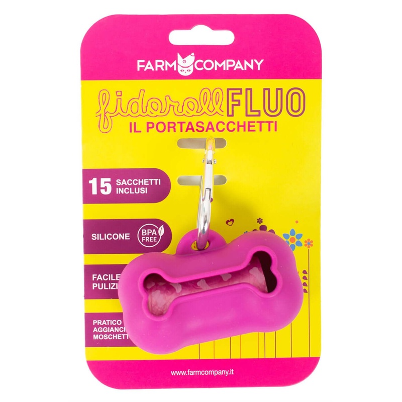 Farm Company Fidoroll Fluo Bone Silicone dispenser +15 bags asstd. colors –
