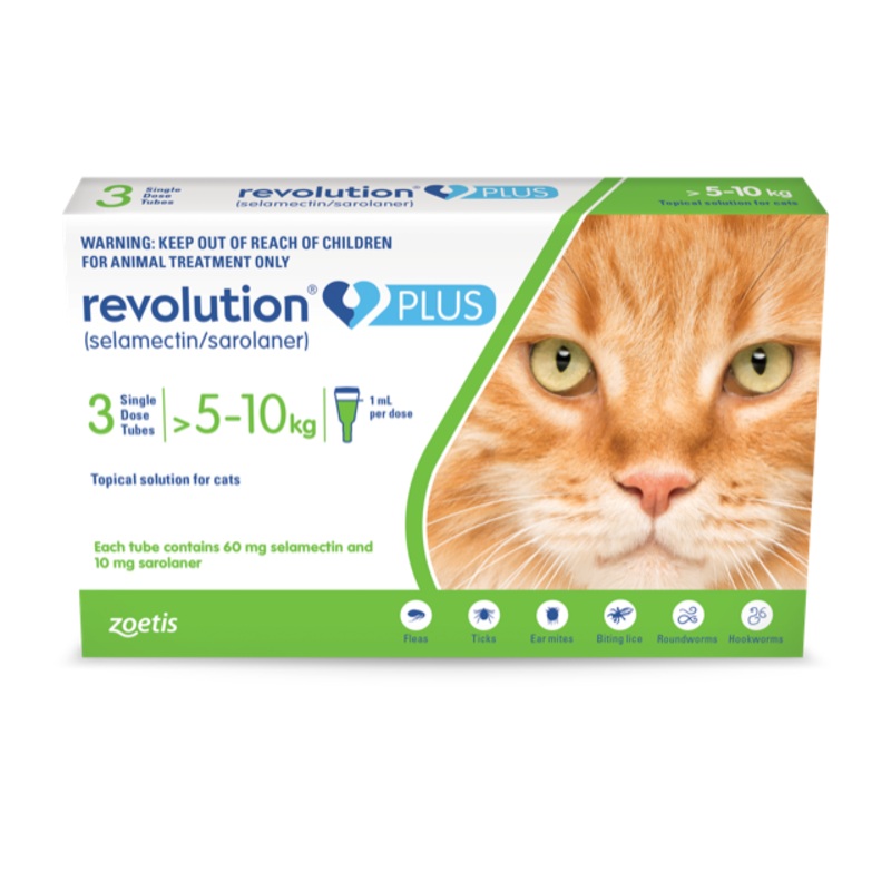 Revolution Plus for Large Cats 5.1 – 10kg – Parasite Protection