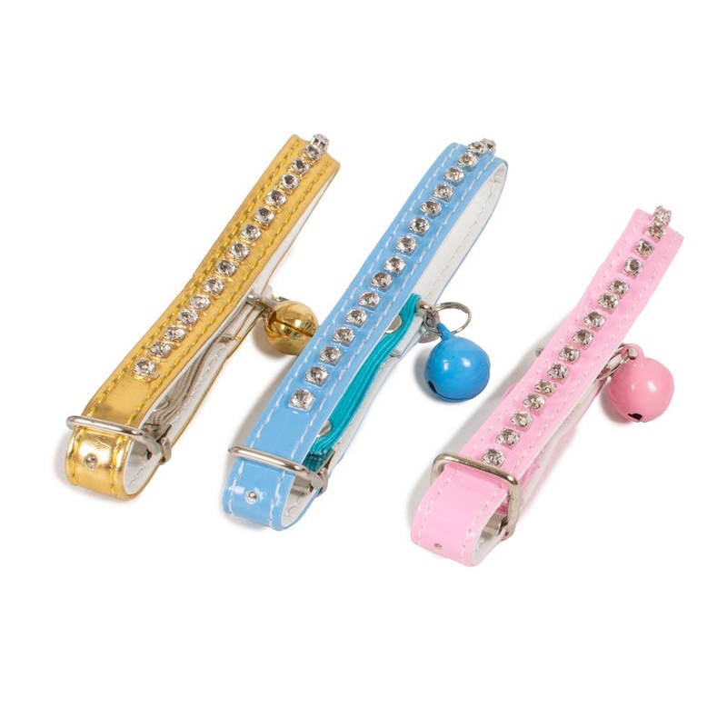 Farm Company Imitation leather elastic cat collar with diamonds – 12 pieces –