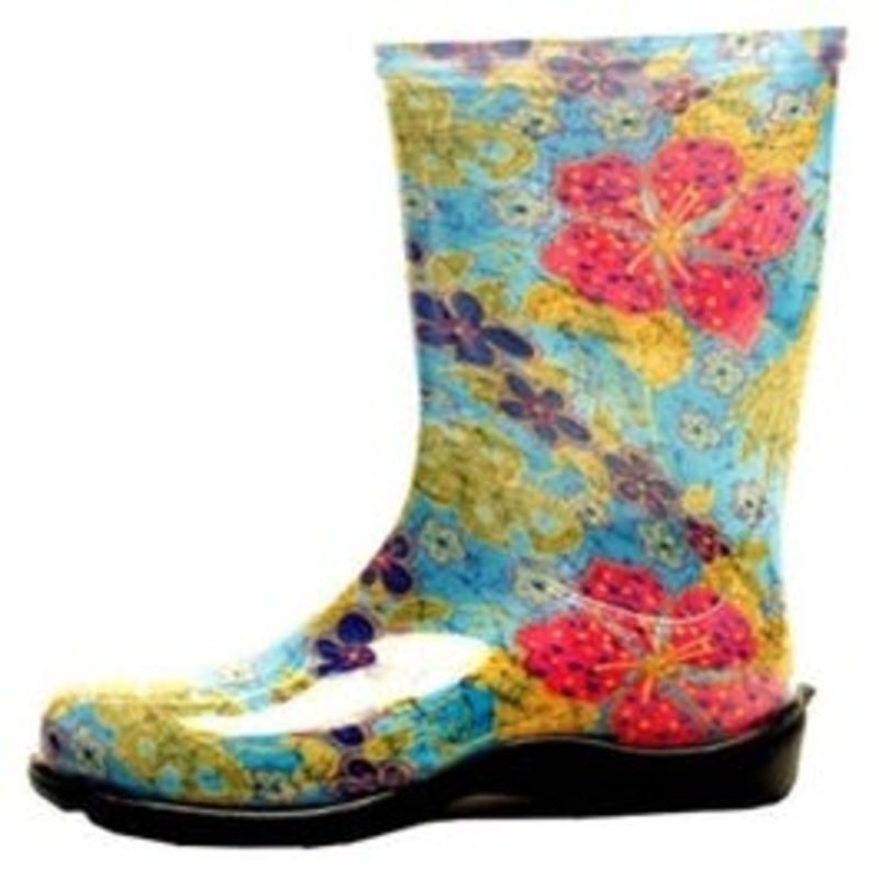 Women’s Rubber Boot, Tall Midsummer Blue Print, Size 9