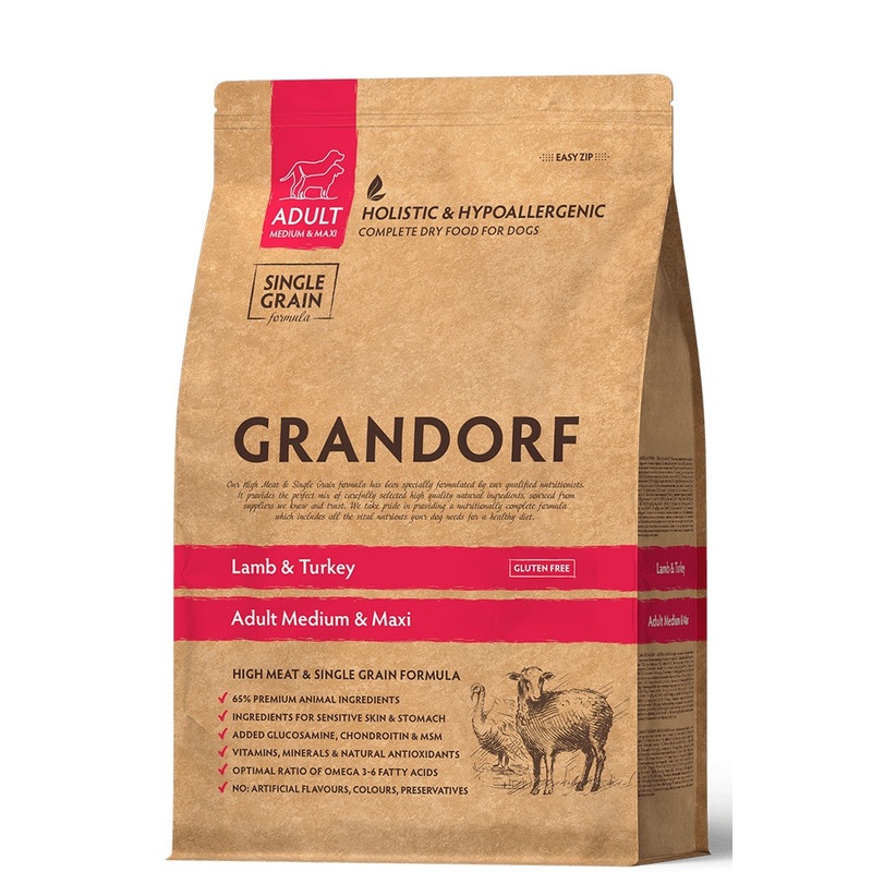 Grandorf Lamb & Turkey  –  Adult Medium & Maxi Breeds Dog 3kg –