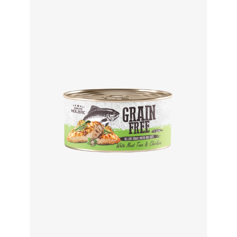 Absolute Holistic Grain Free Wet Cat Food (White Meat Tuna & Chicken) 80g x 24 cans