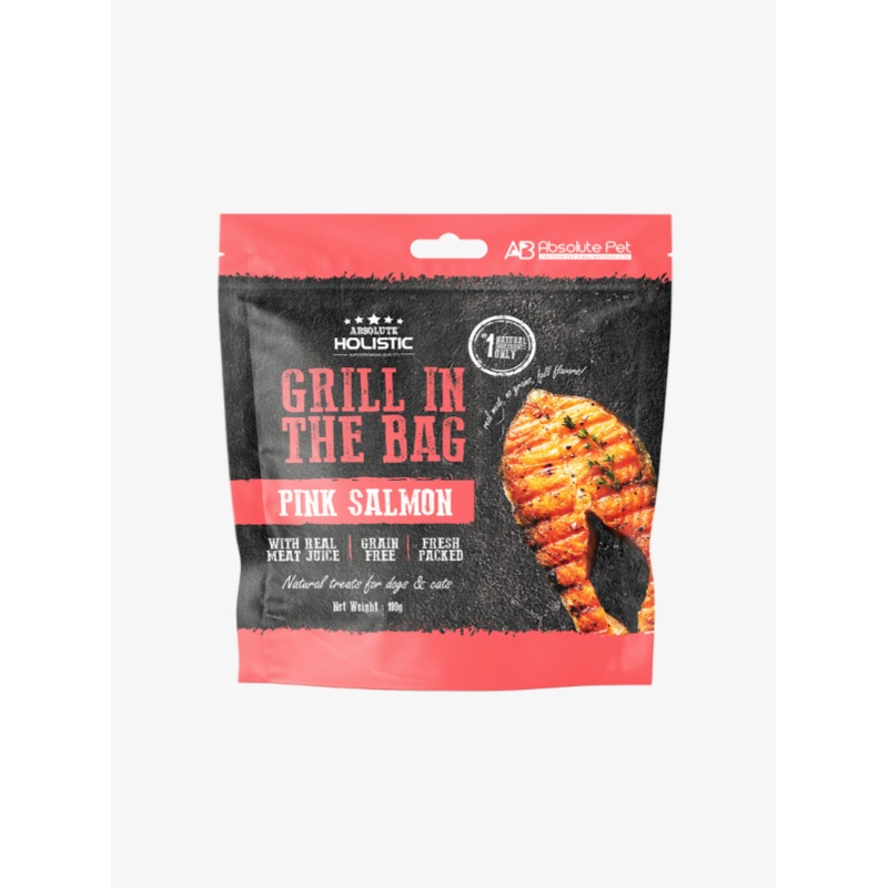 Absolute Holistic Grill In The Bag Natural Dog & Cat Treats  Pink Salmon 100g
