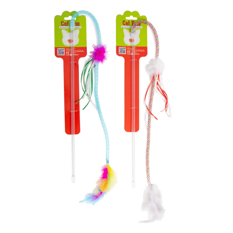 Farm Company Cat stick with colored feathers – 40 cm –