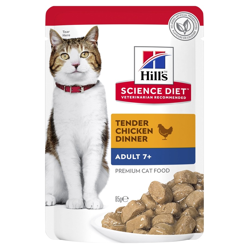 Hill’s Science Diet Adult 7+ Cat Food pouches (85 grams x 12 Pouches)