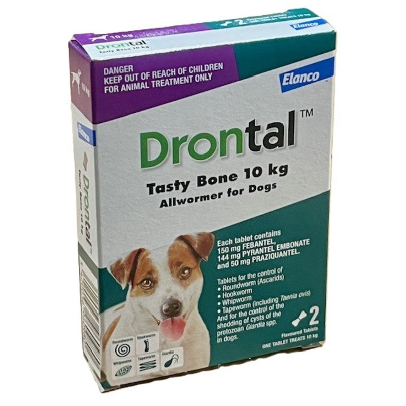 Drontal Allwormer 2 Pack Bone Tablets for Dogs