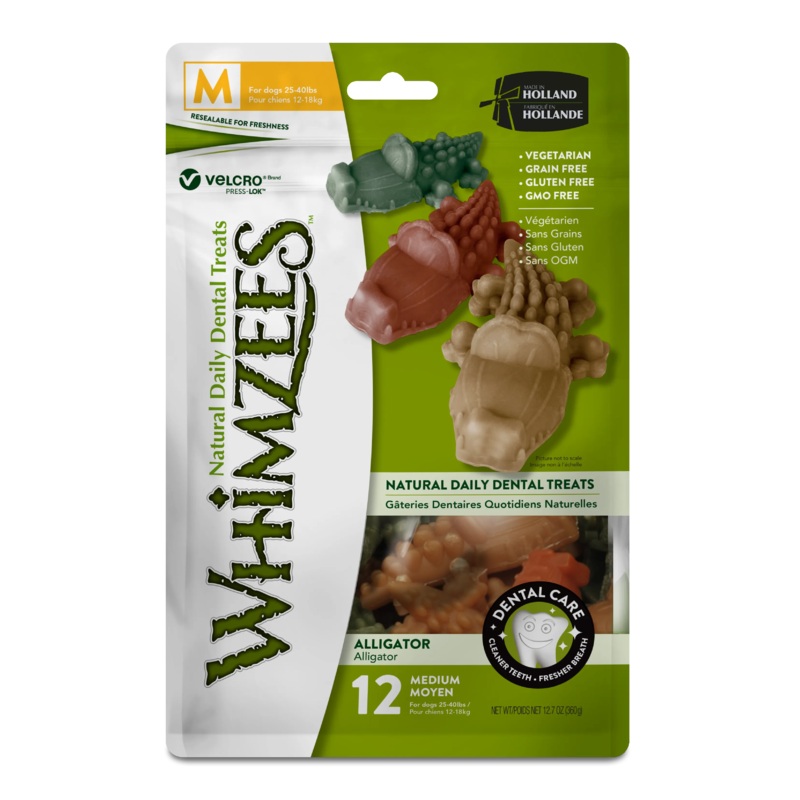 Whimzees Alligator Medium 12 Pack – Dental Chews for Dogs
