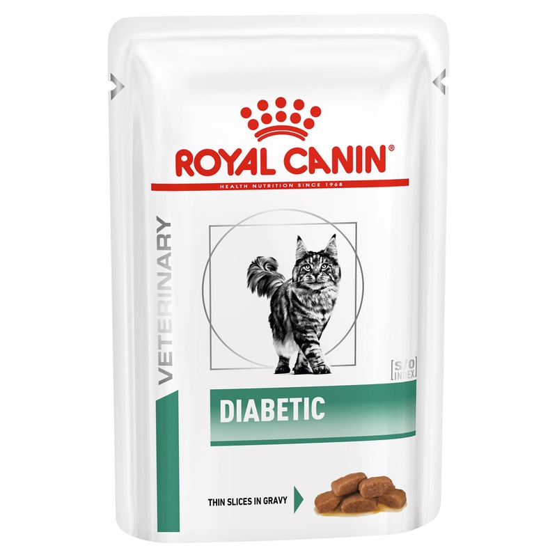 Royal Canin Veterinary Diet Feline Diabetic Pouch Wet Cat Food (85 grams x 12 Pouches)