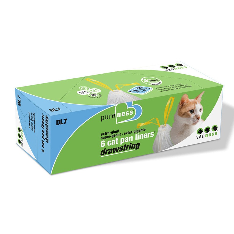 Van Ness Plastics Drawstring Cat Pan Liner White Extra-Giant 6ct