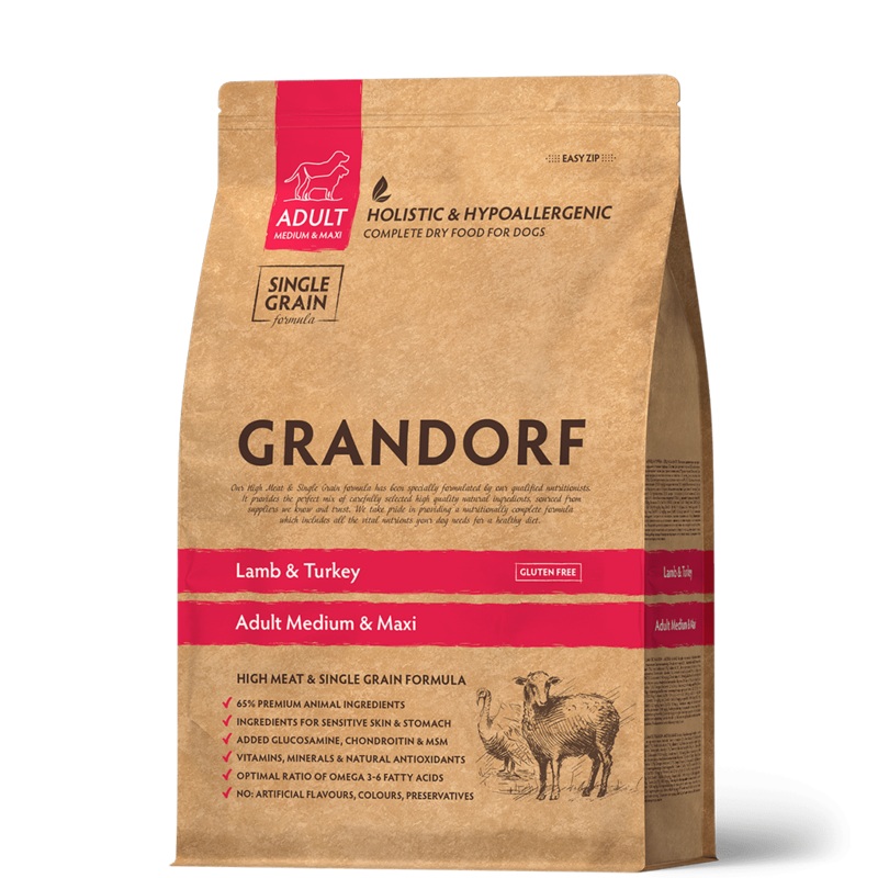 Grandorf Lamb & Turkey – Adult Medium&Maxi Breeds Dog 10kg –
