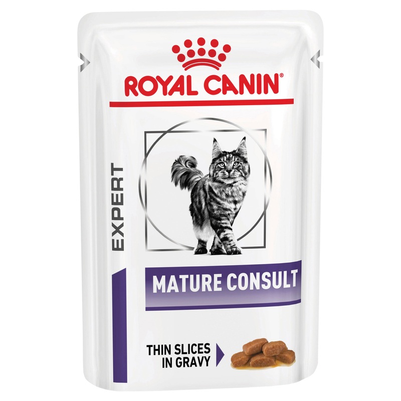 Royal Canin Veterinary Diet Feline Mature Consult Pouch Wet Cat Food (85 grams x 12 Pouches)
