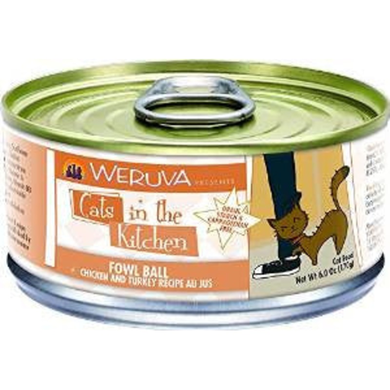 Weruva Fowl Ball Chicken & Turkey Recipe Au Jus Cans Cat 24/6.0oz. {L-x} 784095