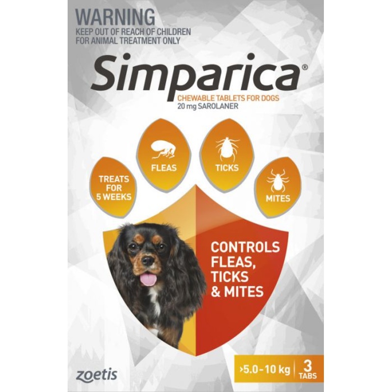 Simparica Small Dog (Orange) 5.1-10kg – Tick and Flea Defence