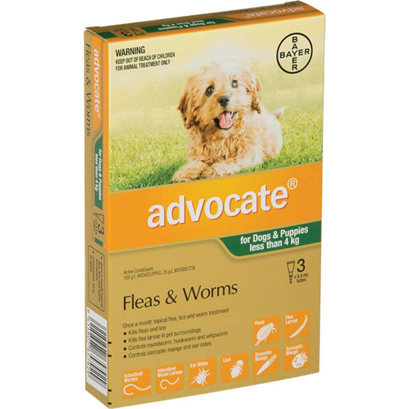 Advocate Dog Small Green 0-4kg –  Flea and Worm Treatment