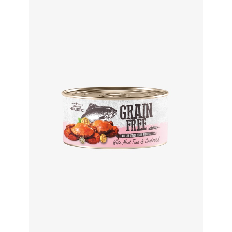Absolute Holistic Grain Free Wet Cat Food (White Meat Tuna & Crabstick) 80g x 24 cans