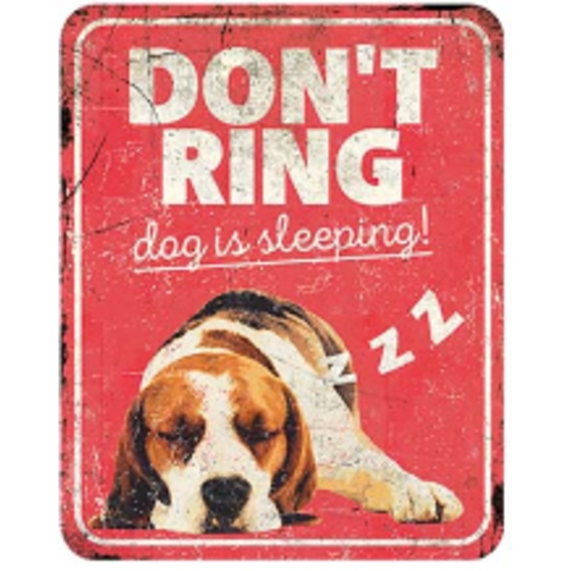 WARNING SIGN BEAGLE EN RED