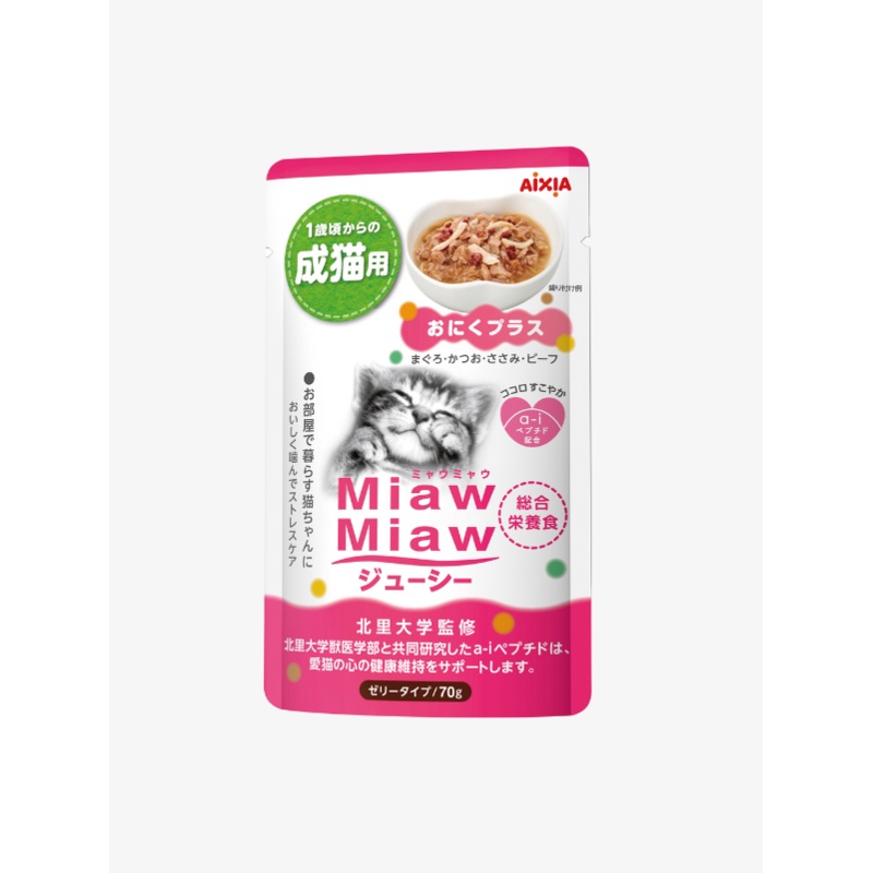 Aixia Miaw Miaw Juicy Pouch  Meat Plus 70g, Cat Treats
