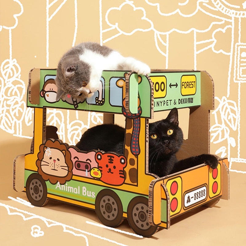 *DONATION TO WILDFLOWER STUDIO* Deku Cat Scratcher Animal Bus Double-Decker L55cm x B39cm x H40cm