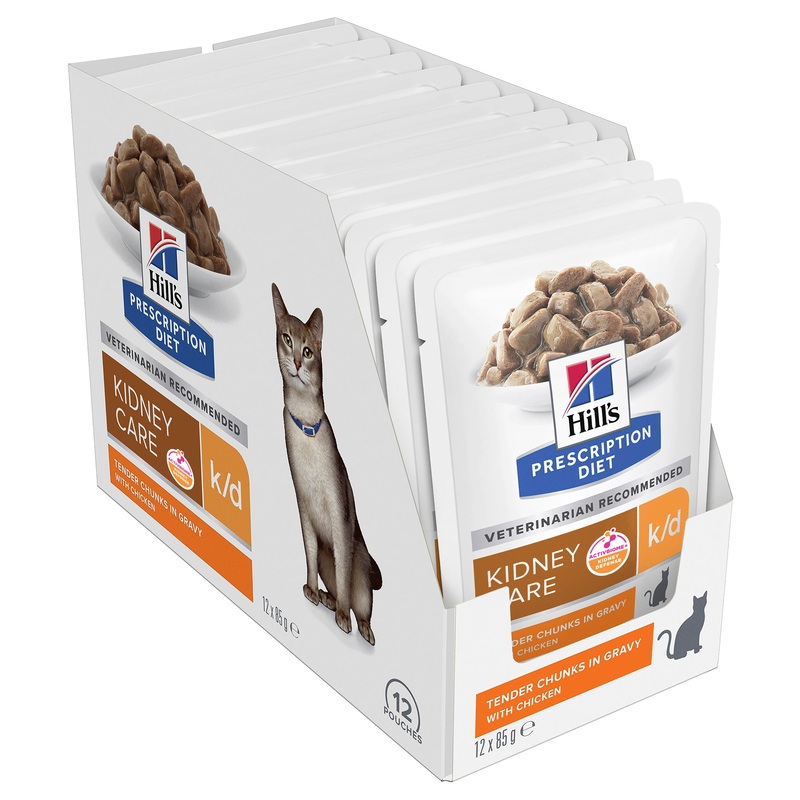 Hill’s Prescription Diet k/d Kidney Care with Chicken Cat Food Pouches (85 grams x 12 Pouches)