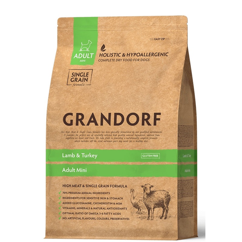 Grandorf Lamb & Turkey  –  Adult Mini Breeds Dog 3kg –
