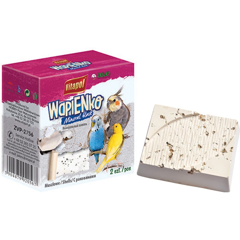 A & E Cages Vitapol Infused Mineral Block for Birds Sea Shells 190 grams