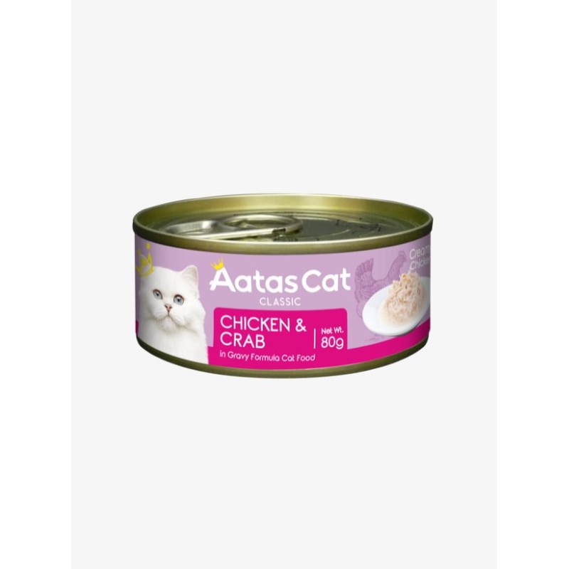 Aatas Cat Creamy Chicken & Crab in Gravy Grain-Free Wet Canned Food for Cats 80g