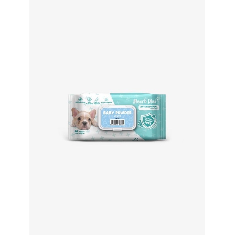 Absorb Plus Anti Bacterial Pet Wipes (Baby Powder) 80pcs