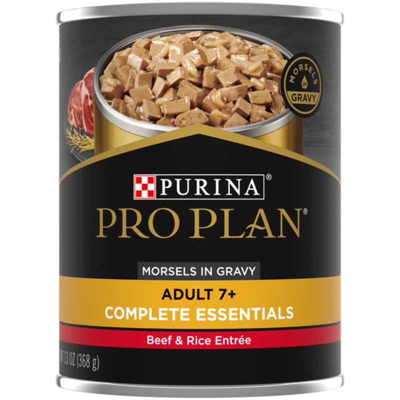 Pro Plan Senior 7+ Beef & Rice Dog Wet Food (12x368g Cans)