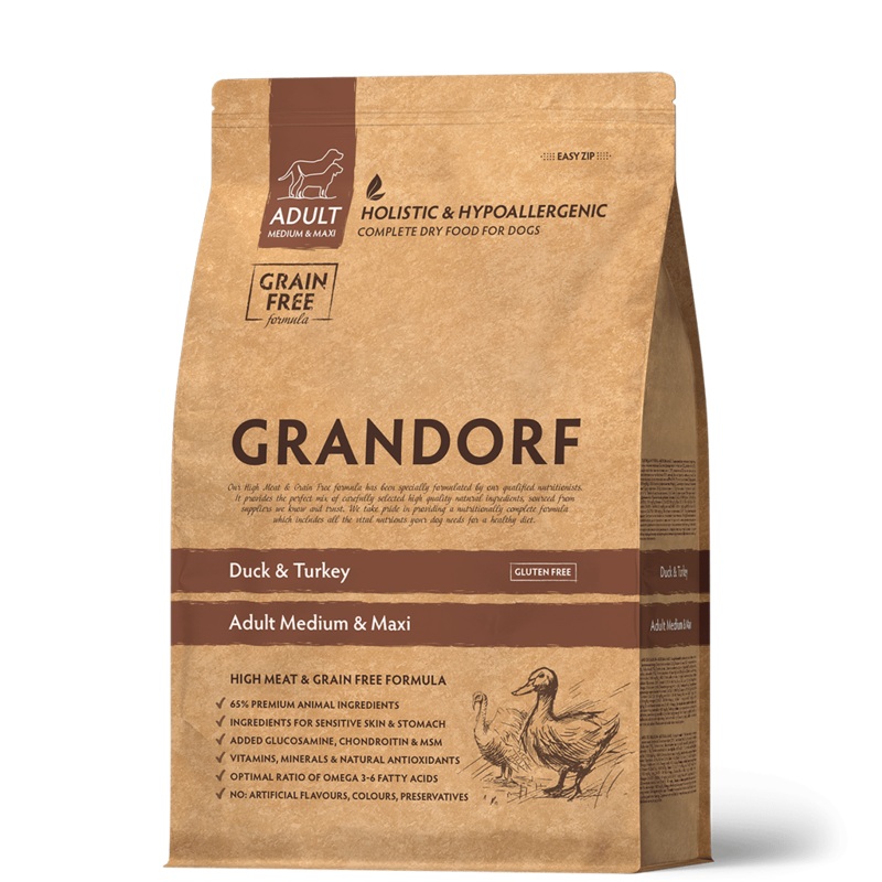 Grandorf Duck & Turkey – Adult Medium & Maxi Dog Breeds 10 Kg  –