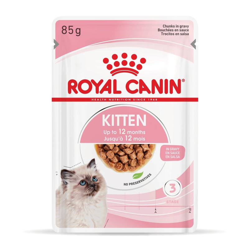 Royal Canin Kitten Gravy Wet Cat Food Pouches (85 grams x 12 Pouches)