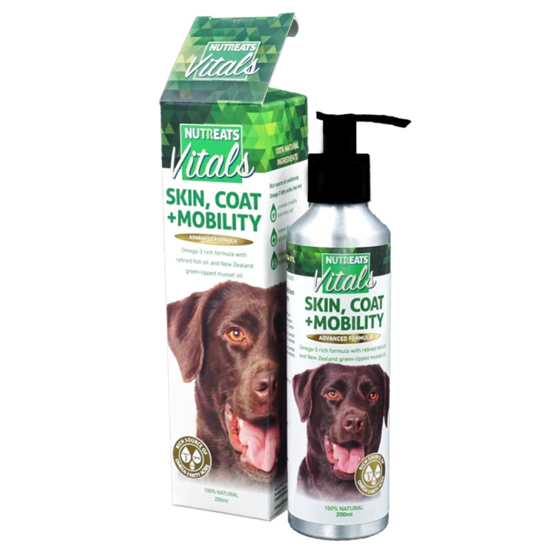 Nutreats Skin, Coat & Mobility Oil Supplement for Dogs – 200ml Bottle