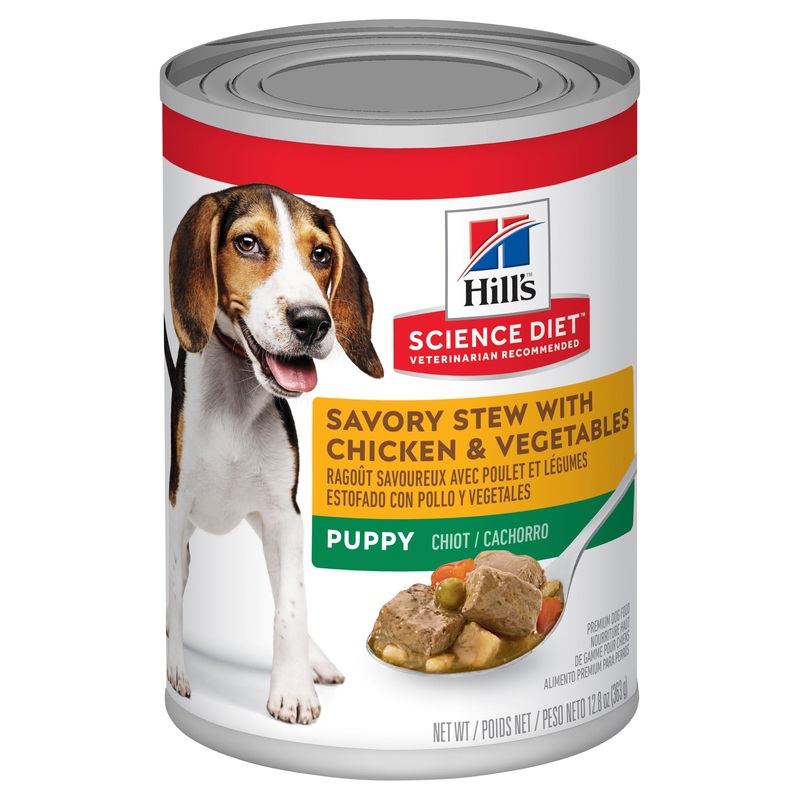Hill’s Science Diet Puppy Savory Stew Chicken & Vegetables Canned Wet Dog Food (363 grams x 12 Cans)